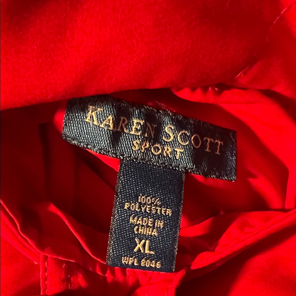 Karen Scott Vest Womens Size XL Red Sleeveless Full Zip Pockets Double Sided EUC - Picture 3 of 8